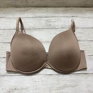 Olga Flirty Deep Plunge Contour Bra Brown 38 DD Under Wire Light Padding